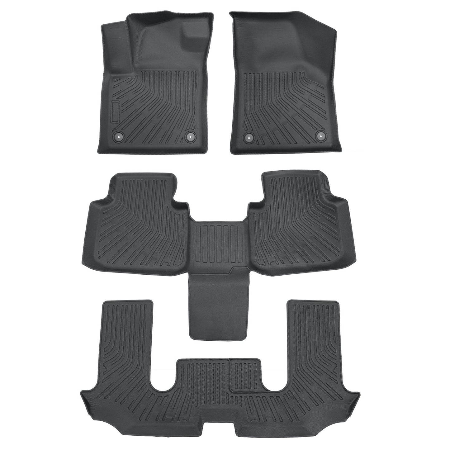 TPE Floor Mats For 2018-2024 Volkswagen Atlas Bucket 6Seats 3 Row Floor Liners