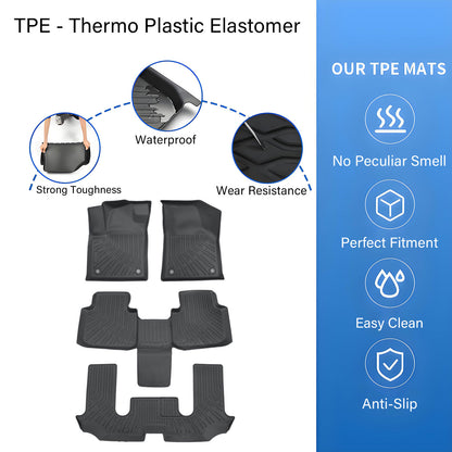 TPE Floor Mats For 2018-2024 Volkswagen Atlas Bucket 6Seats 3 Row Floor Liners
