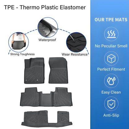 TPE Floor Mats Set Fits 2022-2025 Mitsubishi Outlander 3 Row Floor Liners 4Pcs
