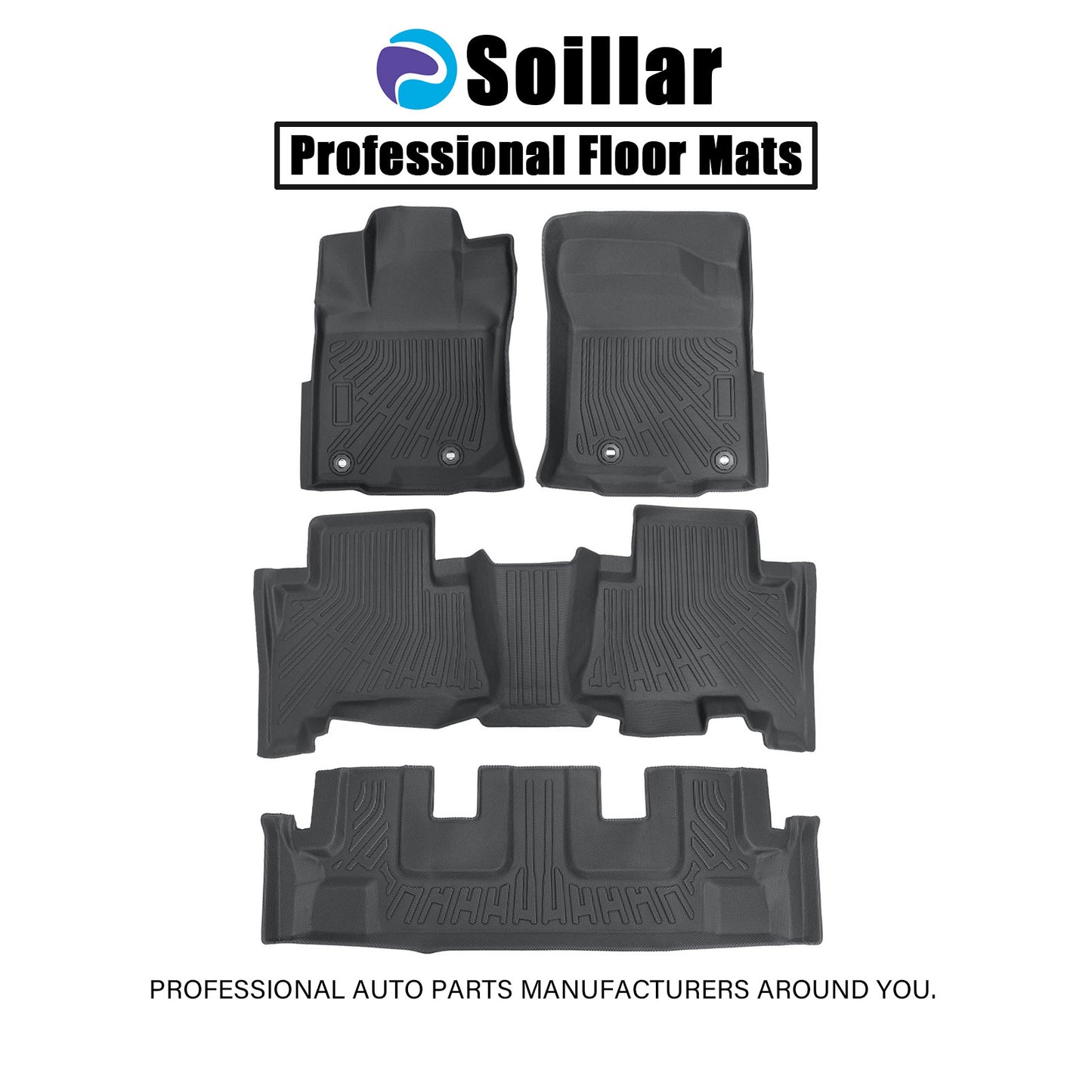 TPE Floor Mats All Weather Fits 2014-2023 Lexus GX460 4-Door Floor Liners Black