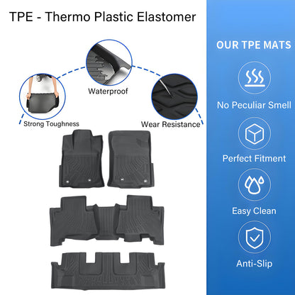 TPE Floor Mats All Weather Fits 2014-2023 Lexus GX460 4-Door Floor Liners Black