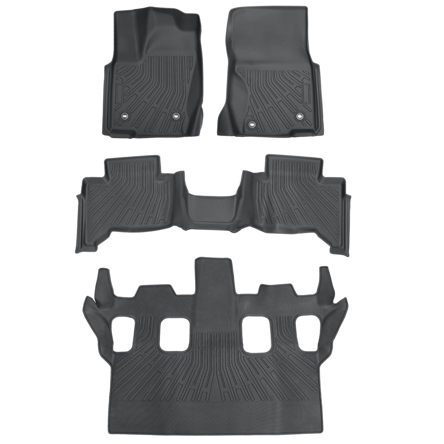 TPE Floor Mats Set All Weather For 2024-2025 Lexus GX550 3Rows Floor Liners 4Pcs