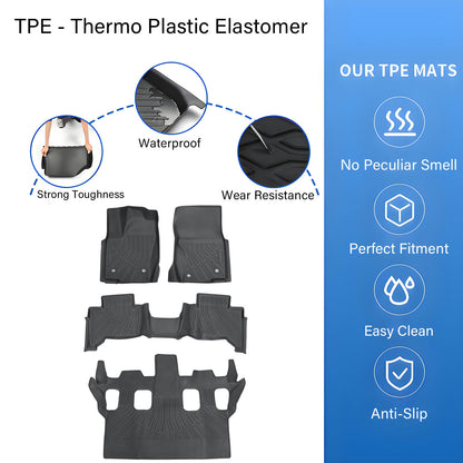 TPE Floor Mats Set All Weather For 2024-2025 Lexus GX550 3Rows Floor Liners 4Pcs