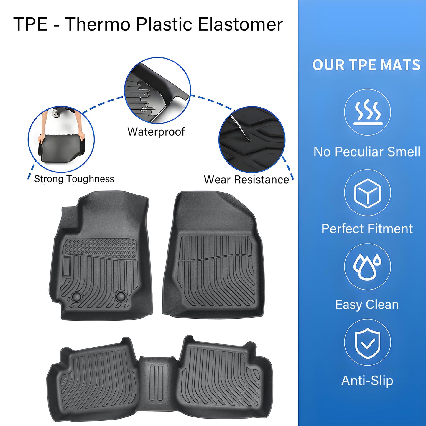 Floor Mats Liner For 2000-2008 Toyota Corolla 4-Door Front-Rear All Weather TPE