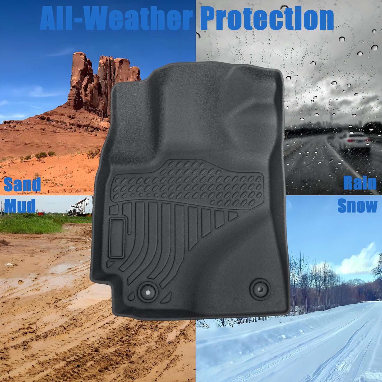 Floor Mats Liner Fits 2009-2013 Toyota Corolla Matrix Front-Rear All Weather TPE