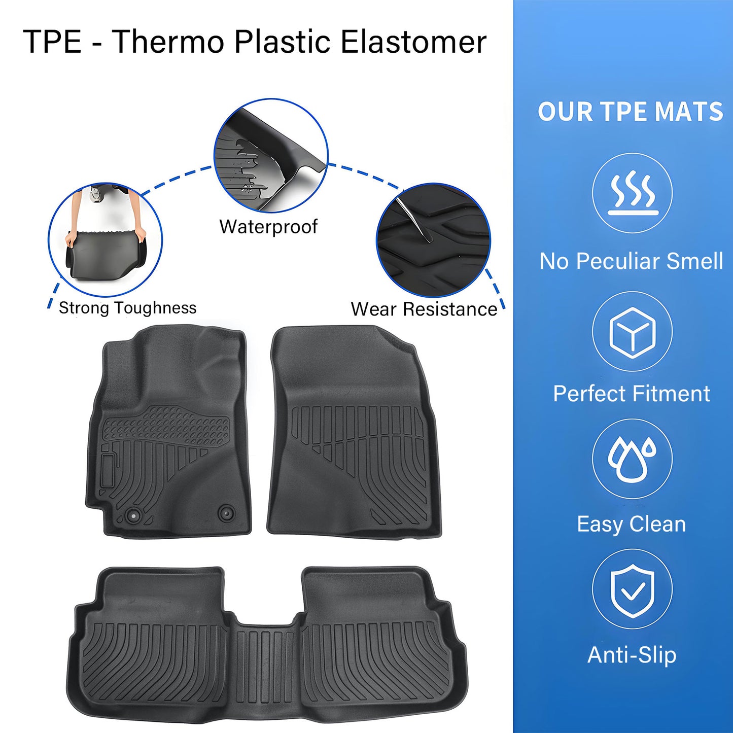 Floor Mats Liner Fits 2009-2013 Toyota Corolla Matrix Front-Rear All Weather TPE