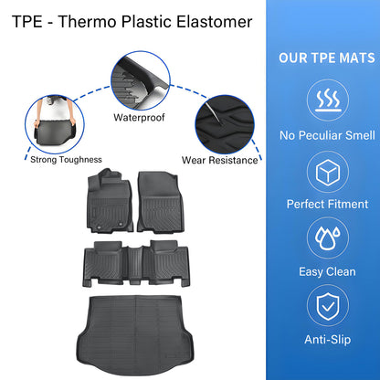 For 2013 2014 2015 2016 Toyota RAV4 TPE Floor Mats & Trunk Cargo Liners Black