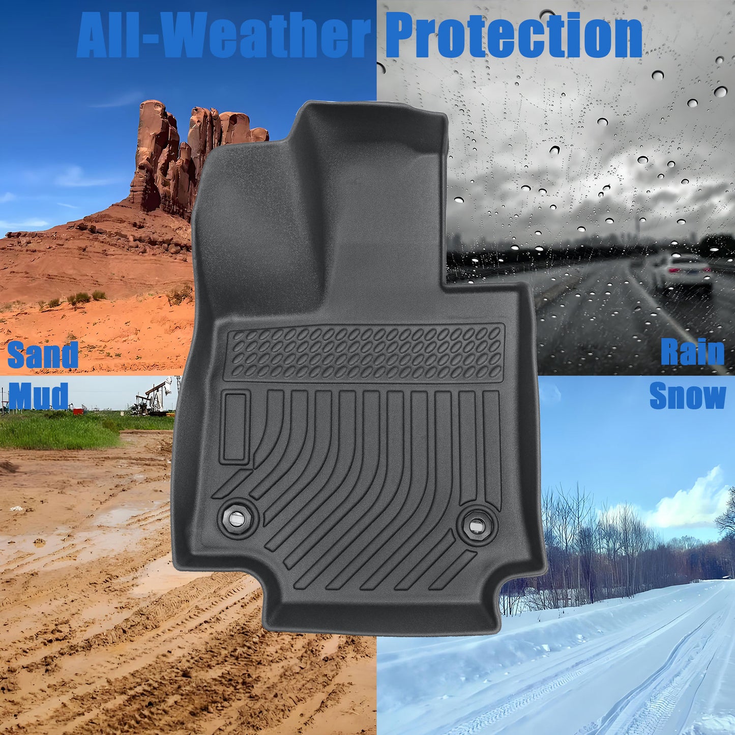 Floor Mats Liners 3D TPE For 2019-2024 Toyota RAV4 (Not For Hybrid or Prime)