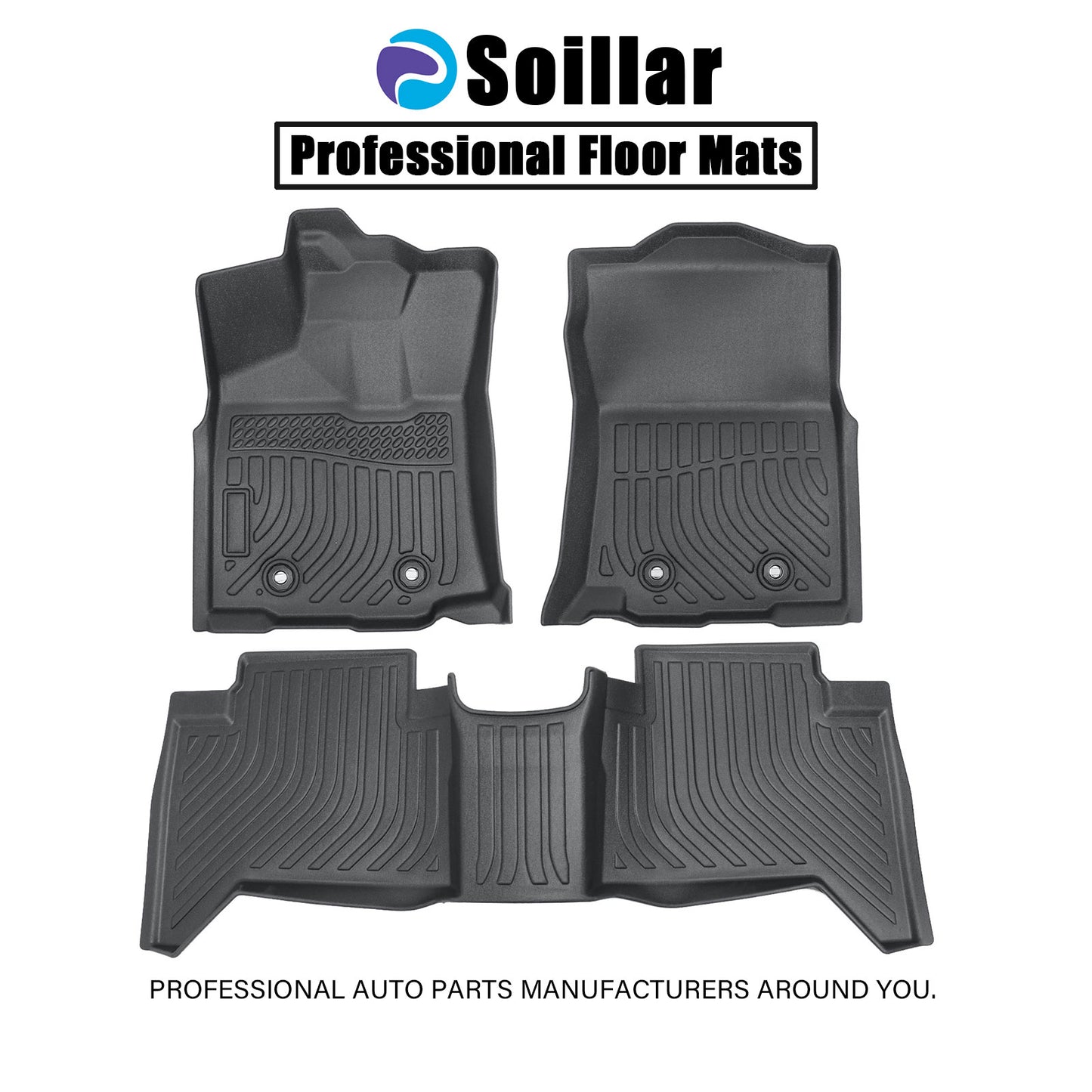 Floor Mats Liner For 2016-2023 Toyota Tacoma Double Cab Automatic 4-Door TPE 3x