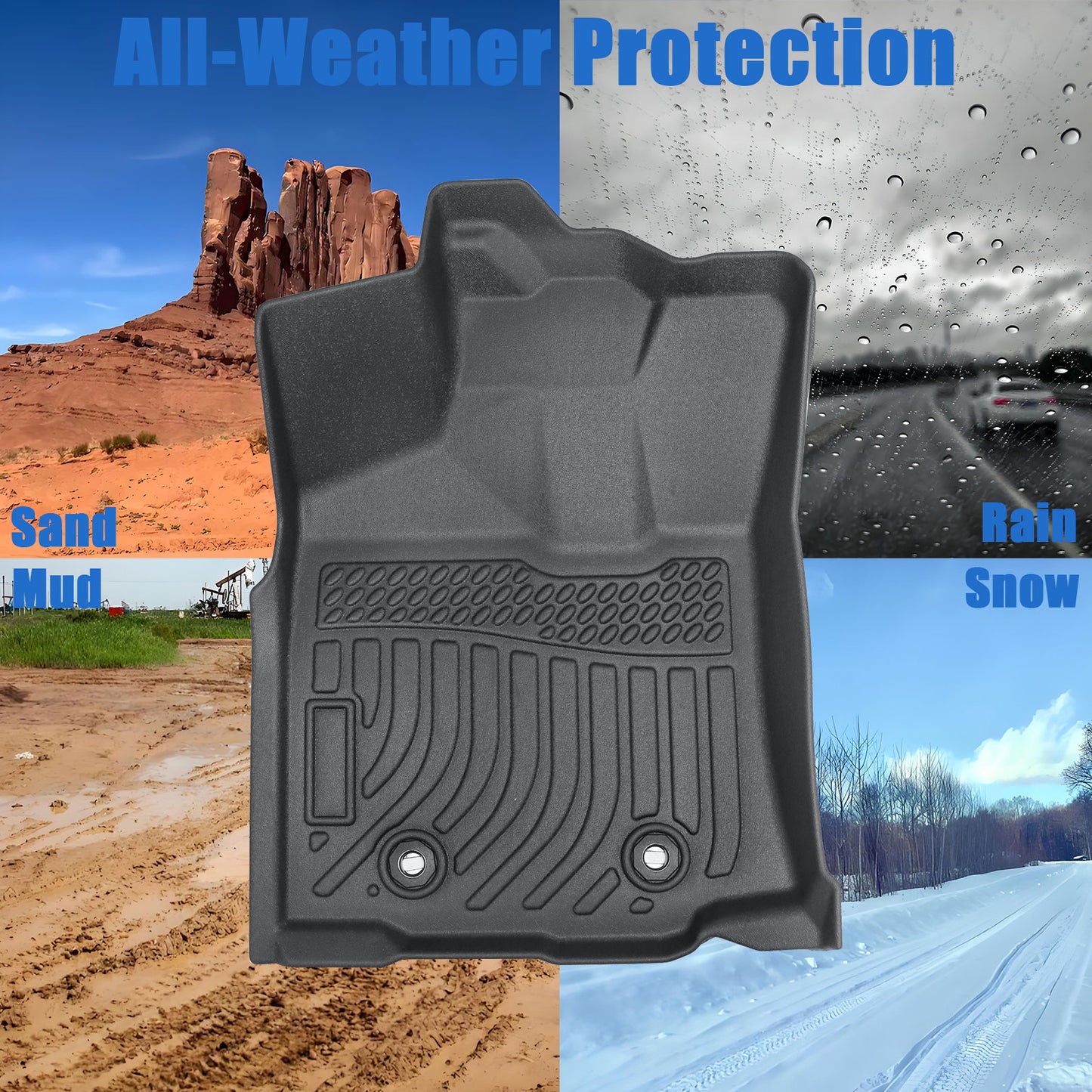 Floor Mats Liner For 2016-2023 Toyota Tacoma Double Cab Automatic 4-Door TPE 3x