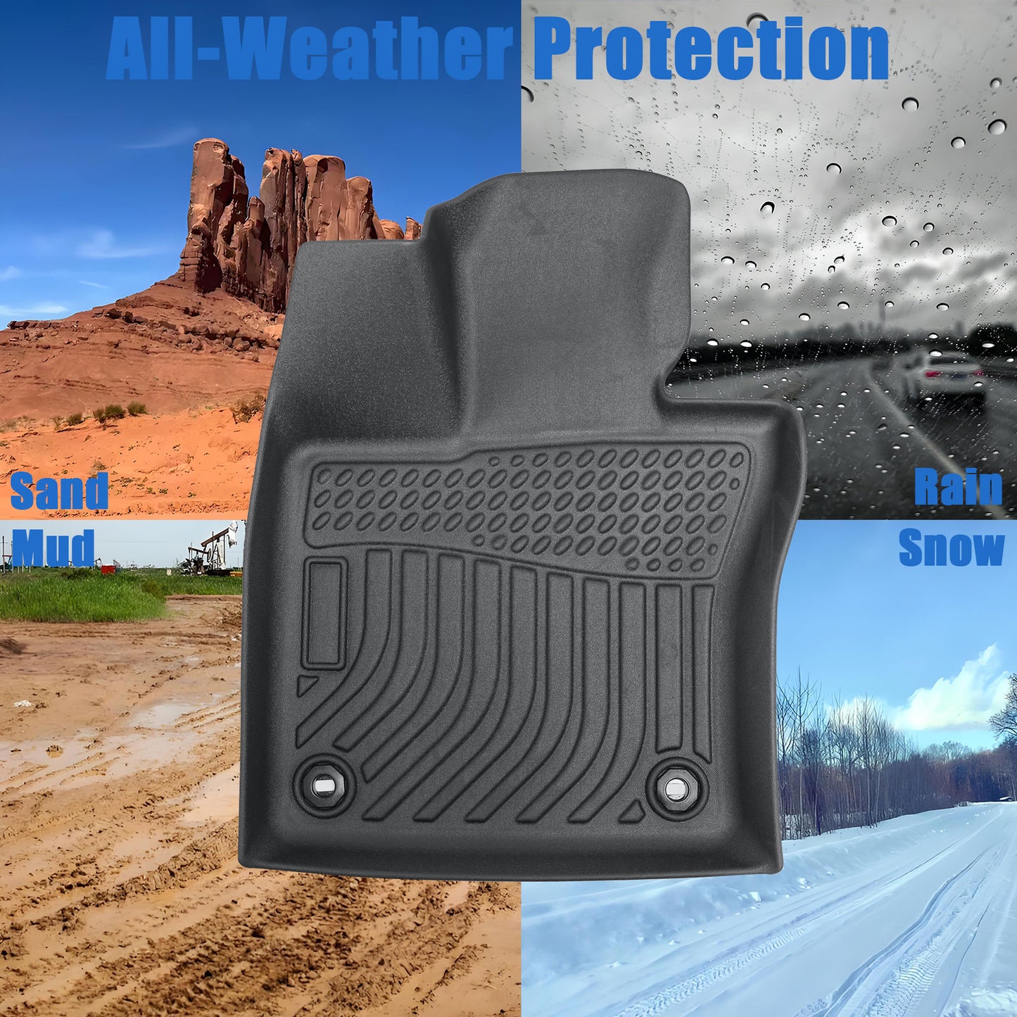 3D Floor Mats Liner For 2023-2025 Toyota Prius Prime Front-Rear All Weather TPE