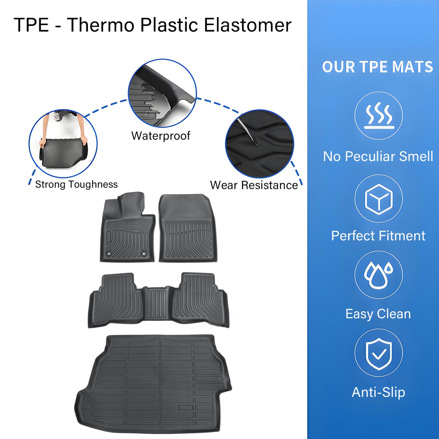 TPE Front & 2nd Floor Mats+Trunk Cargo Liner For 2023 2024 2025 Toyota Prius LE
