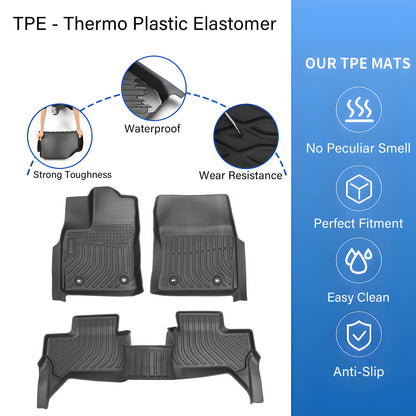Floor Mats Liner For 2022-2025 Toyota Tundra Double Cab Front-Rear All Weather