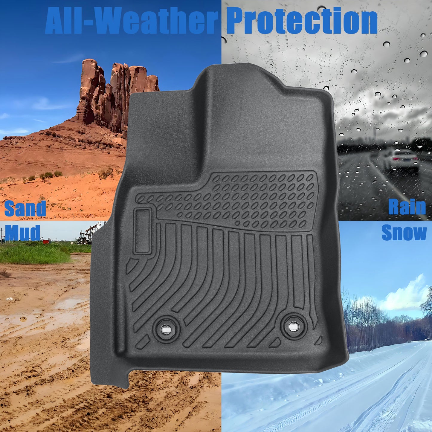 Floor Mats Liner For 2022-2025 Toyota Tundra Double Cab Front-Rear All Weather