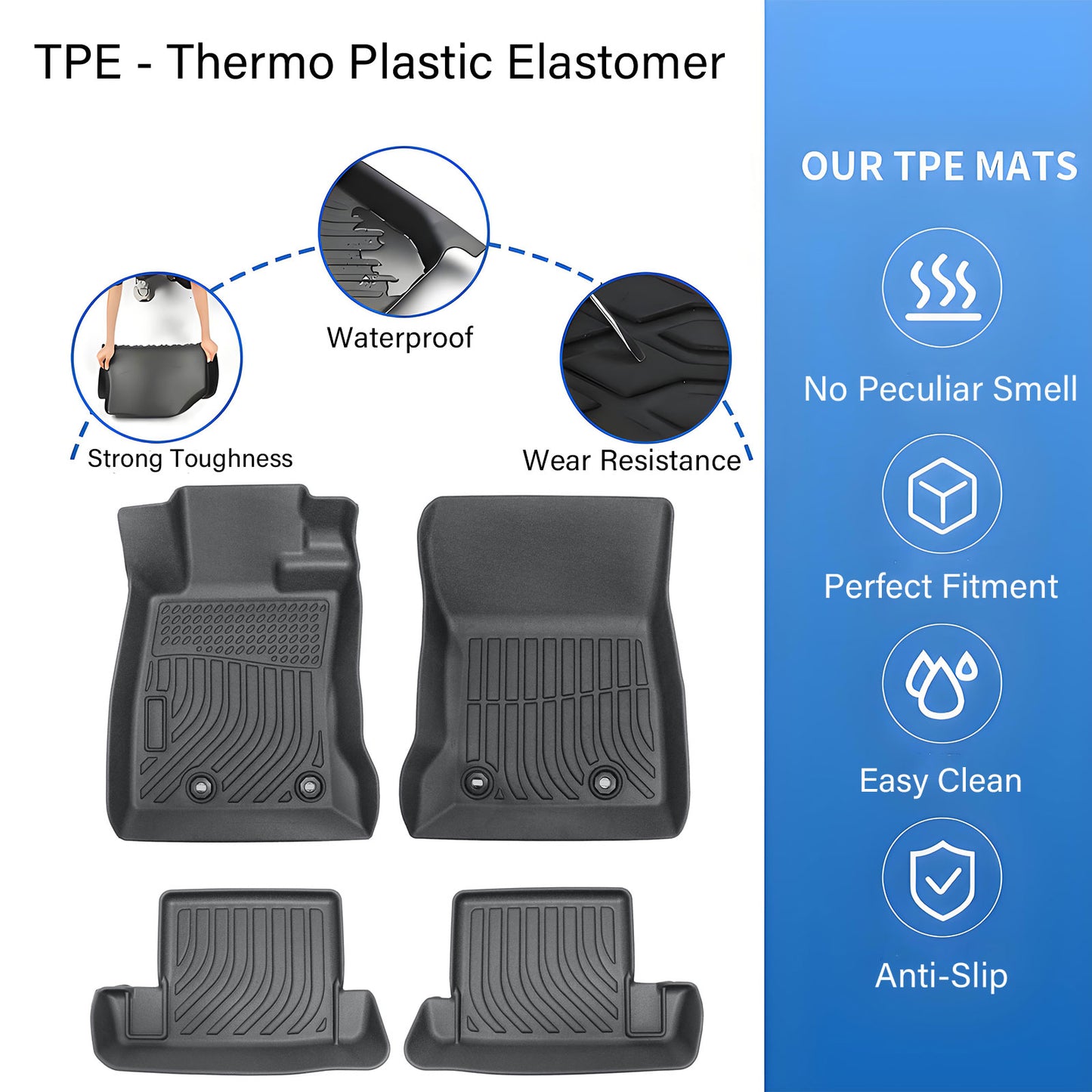 2022 2023 2024 2025 For Toyota GR86 Coupe 2Row TPE Floor Mats 4Pcs New Full Set