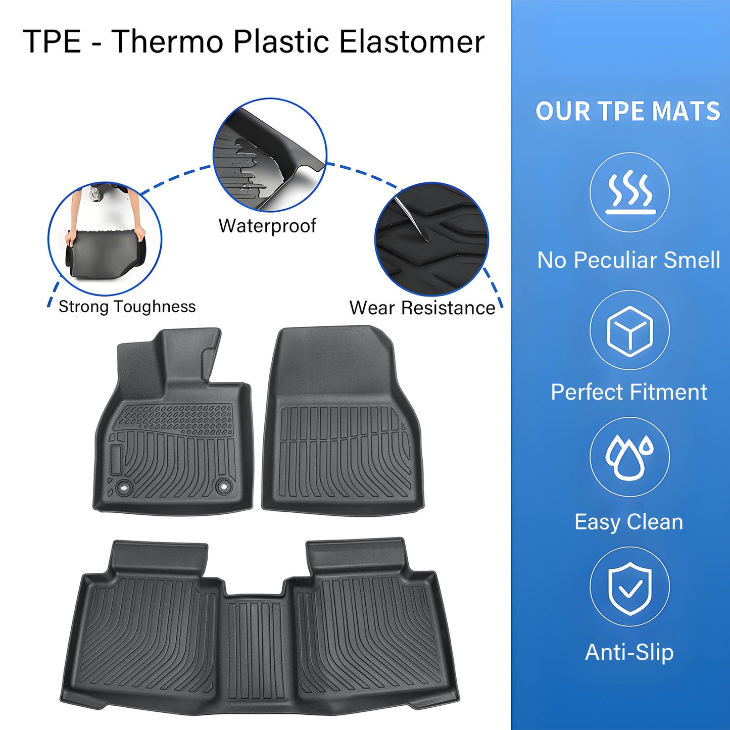 Floor Mats Liner For 2023-2025 Subaru Solterra Toyota bZ4X 4Door TPE All Weather