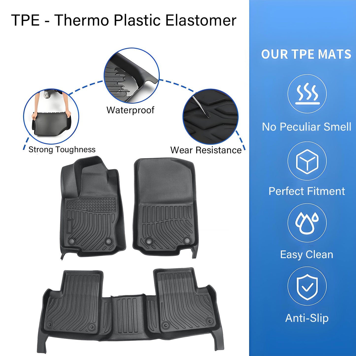 Floor Mats Liner For 2017-2019 Mercedes-Benz GLS Class Front-Rear All Weather 3D