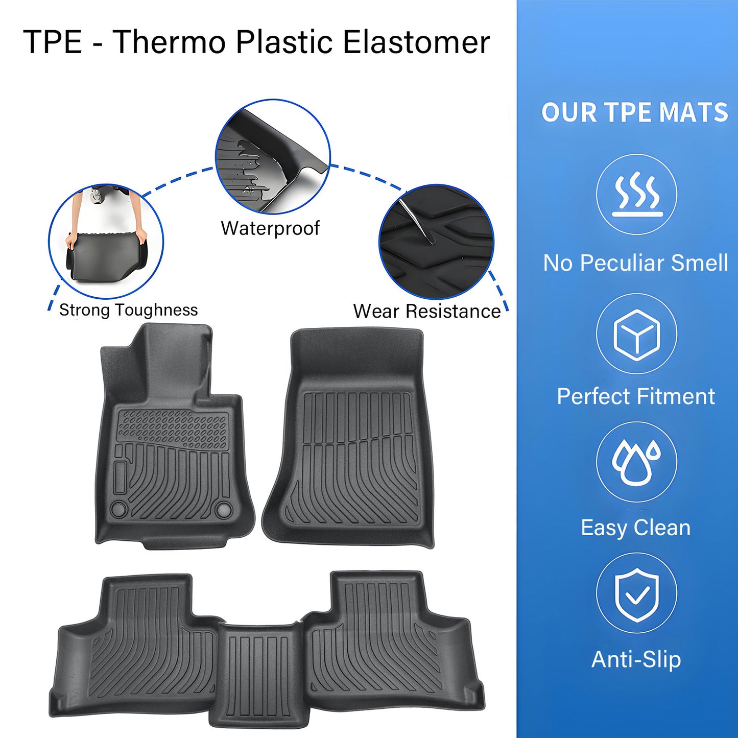 Floor Mats Liner For 2023 2024 2025 Mercedes-Benz GLC GLC300 All Weather TPE 3D