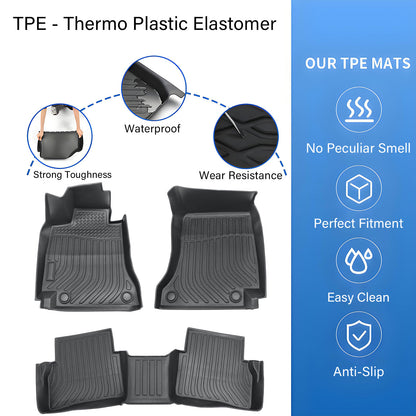 3D Floor Mats Liner For 2015-2021 Mercedes-Benz C-Class W205 Sedan 4Door 2 Rows