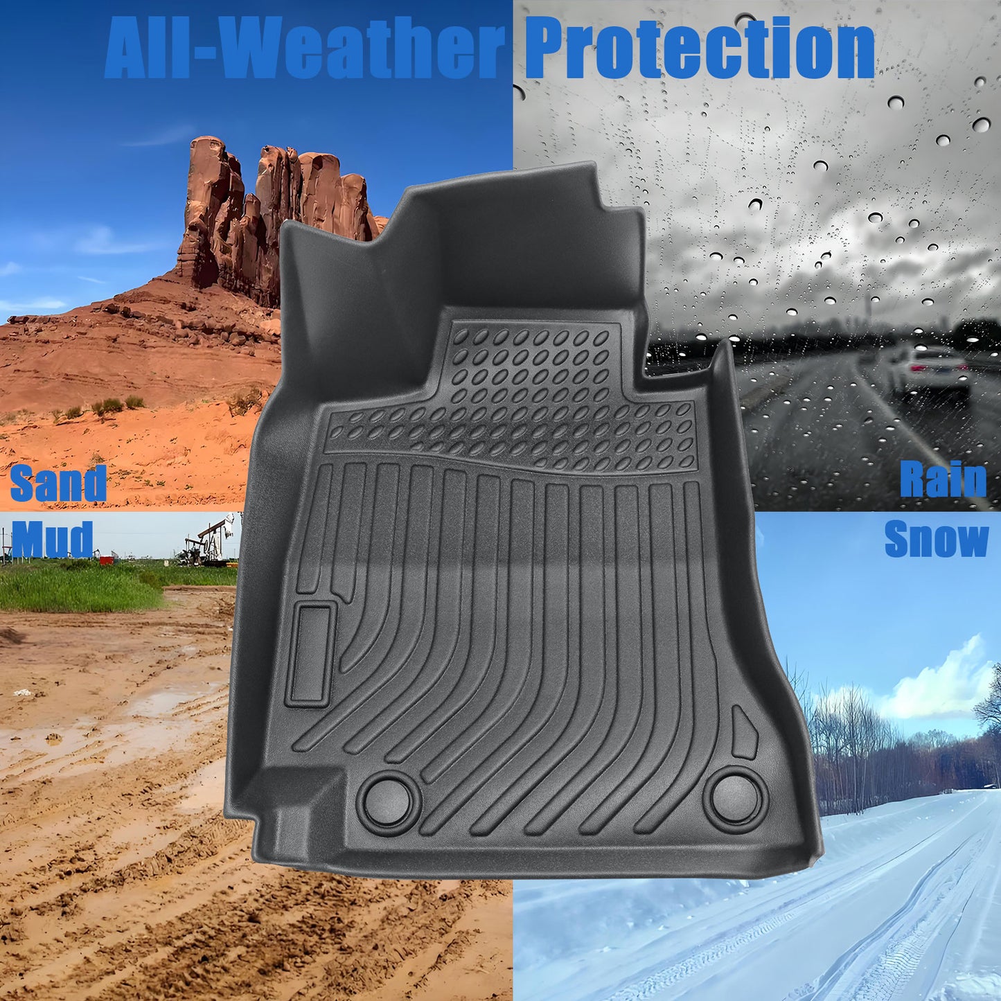 3D Floor Mats Liner For 2015-2021 Mercedes-Benz C-Class W205 Sedan 4Door 2 Rows