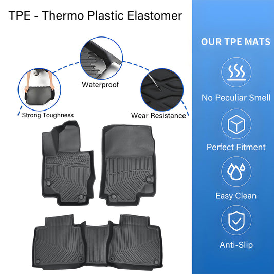 3D Model Floor Mats Liner All Weather TPE For 2020-2025 Benz GLE-Class SUV 3PCS