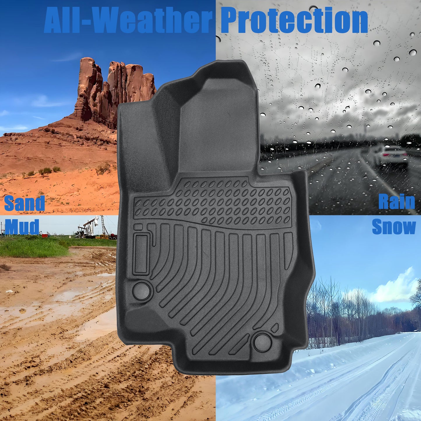 3D Model Floor Mats Liner All Weather TPE For 2020-2025 Benz GLE-Class SUV 3PCS