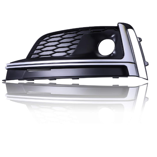 Fog Lamp Cover W/ ACC Black+Chrome Front Bumper Driver Left For 2018-2019 A5 S5