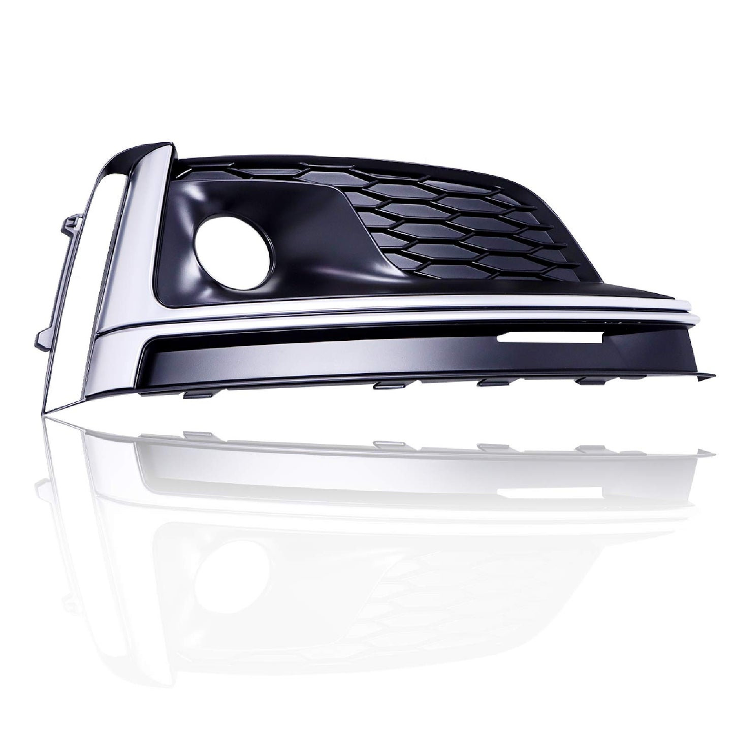 Fog Lamp Cover W/ ACC Black+Chrome Front Bumper Right For 2018-2019 Audi A5 S5