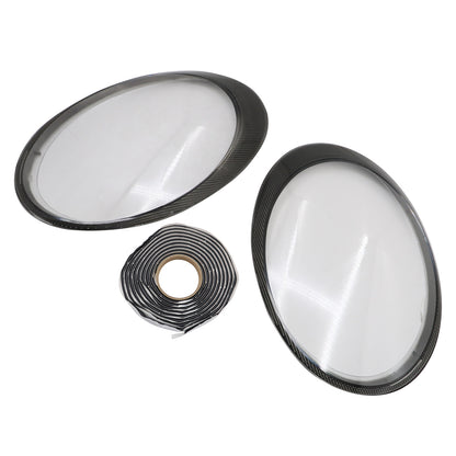 For Porsche 997 911 Carrera 2006-12 Headlight Lens Cover Shell Pair Black border