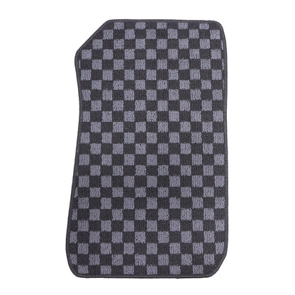 4Pcs For BMW F30 3 Series Sedan 2011-2019 Checkered Flag Carpet Floor Mats Black