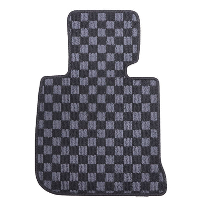 4Pcs For BMW F30 3 Series Sedan 2011-2019 Checkered Flag Carpet Floor Mats Black