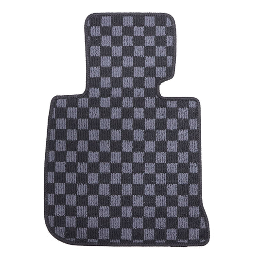 4Pcs For BMW F30 3 Series Sedan 2011-2019 Checkered Flag Carpet Floor Mats Black