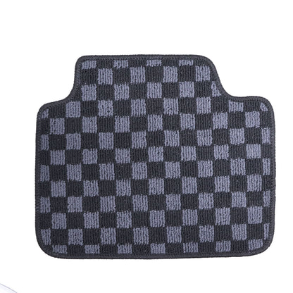 4Pcs For BMW F30 3 Series Sedan 2011-2019 Checkered Flag Carpet Floor Mats Black