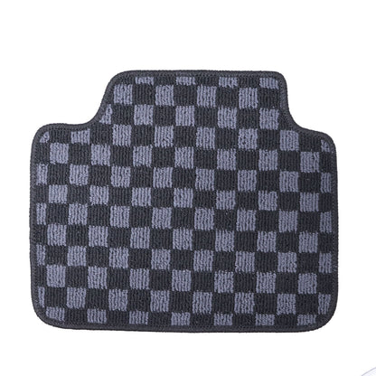 4Pcs For BMW F30 3 Series Sedan 2011-2019 Checkered Flag Carpet Floor Mats Black