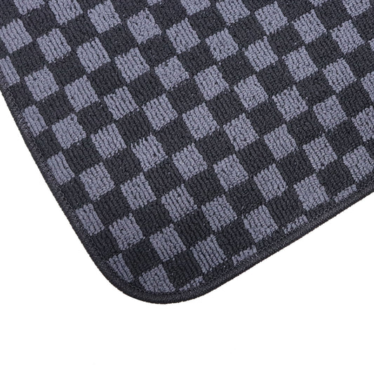4Pcs For BMW F30 3 Series Sedan 2011-2019 Checkered Flag Carpet Floor Mats Black