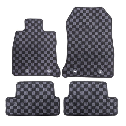 Checkered Flag Carpet Floor Mats For Subaru BRZ 2022 2023 2024 2025 Velour 4Pcs