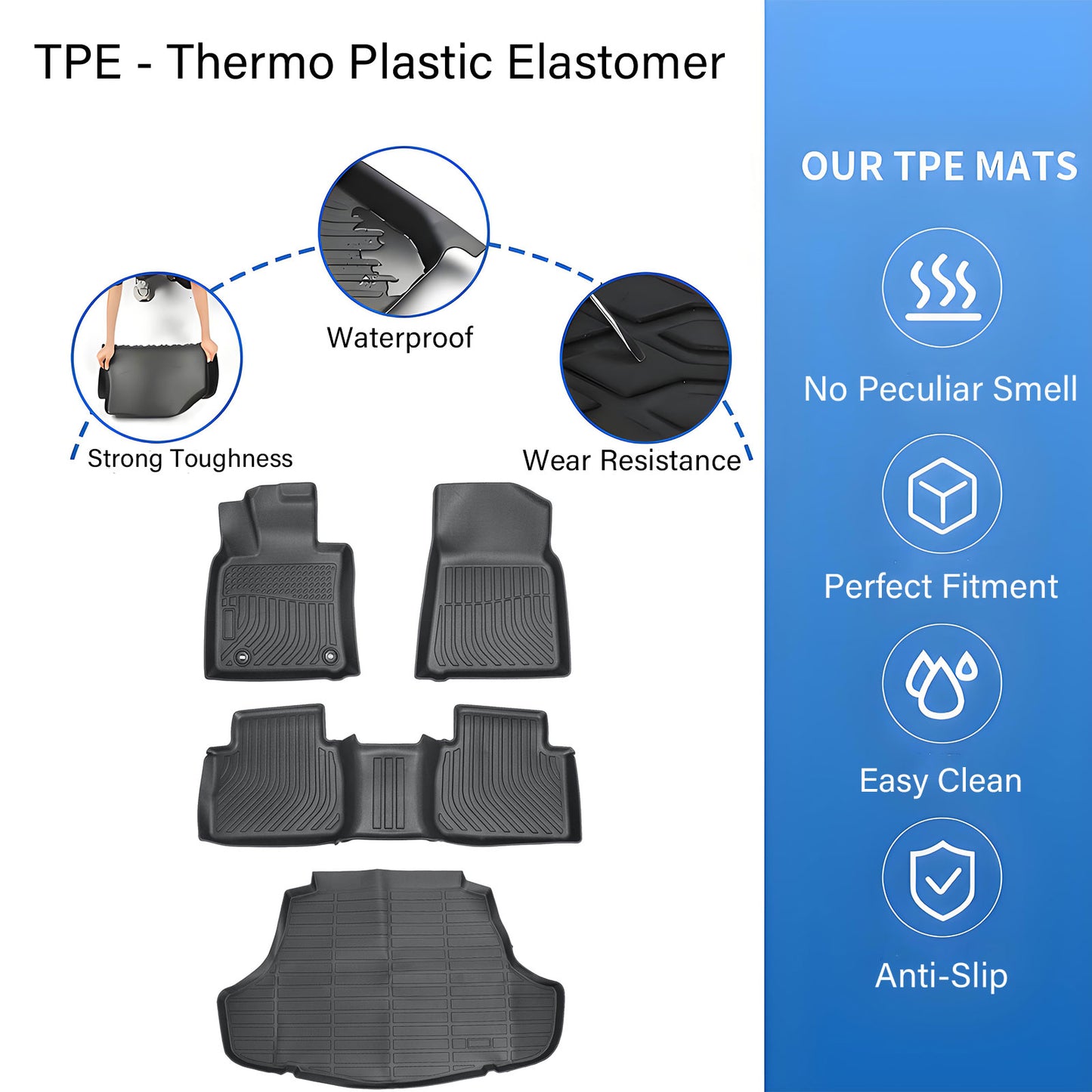 TPE Floor Mats+Trunk Cargo Liner For 2019 2020 2021 2022 2023 Toyota Camry FWD