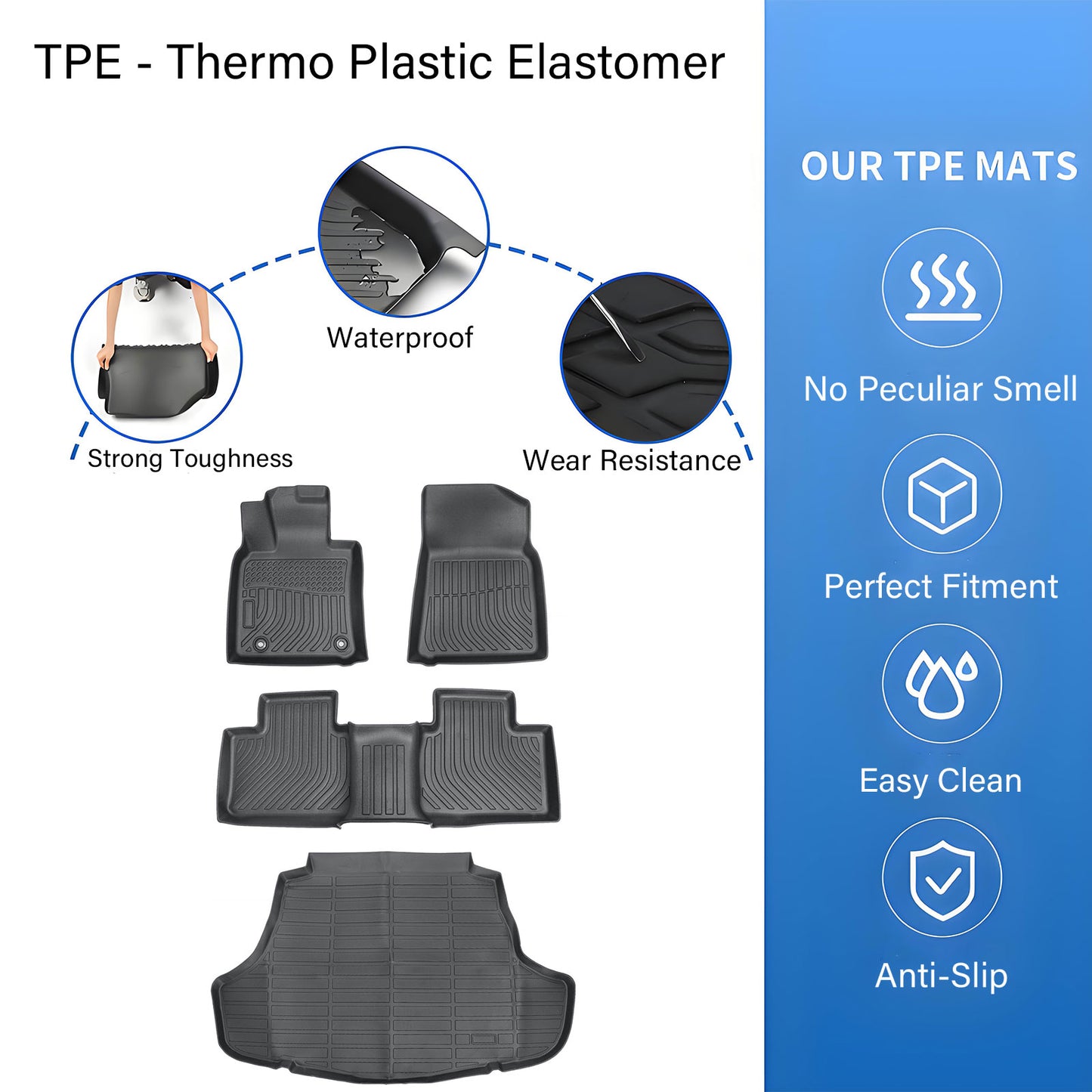 Floor Mats Trunk & Cargo Liners 3D TPE For 2025 Toyota Camry (NOT for Hybrid)