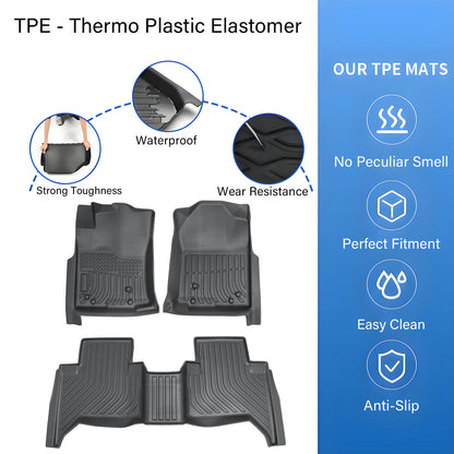 Floor Mats Liner For 2005-2015 Toyota Tacoma Double Cab Front-Rear Weather TPE