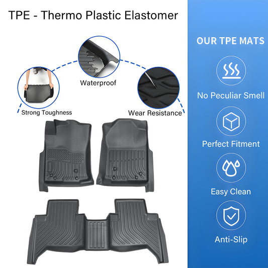 Floor Mats Liner For 2005-2015 Toyota Tacoma Double Cab Front-Rear Weather TPE