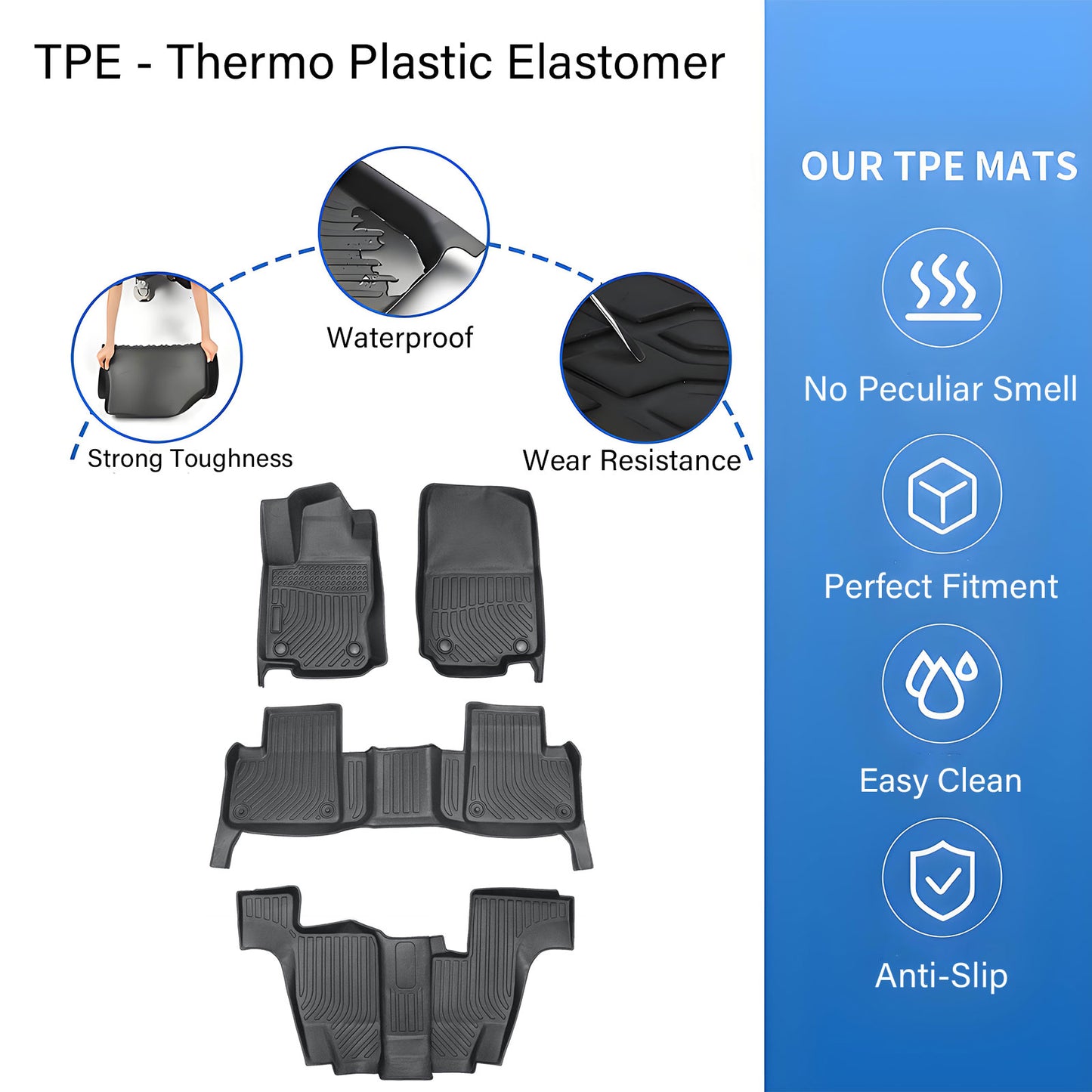 TPE 3D Floor Mats Fits 2017-2019 Mercedes-Benz GLS Class Floor Liners Full Set