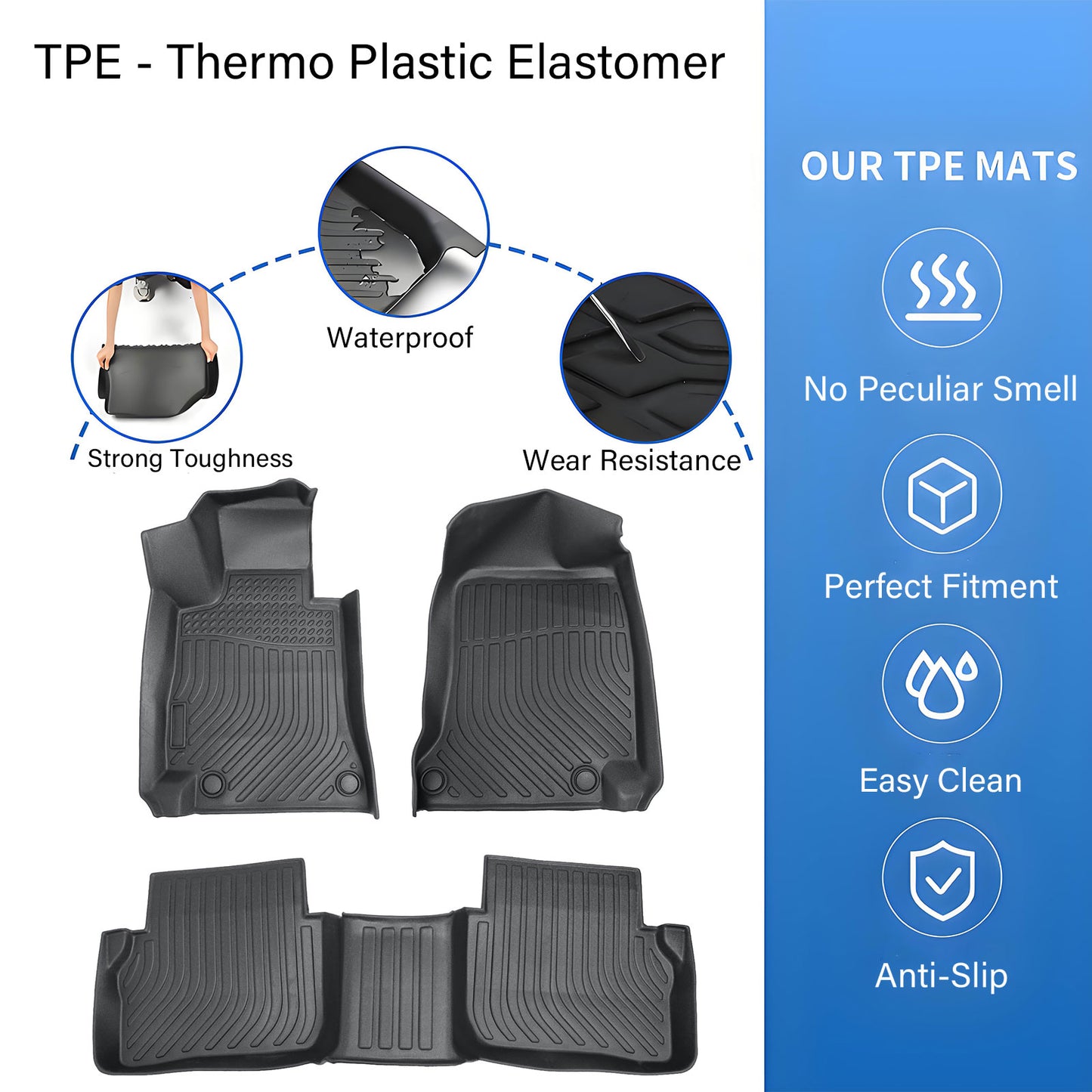 Floor Mats Liner For 2017 - 2023 Mercedes-Benz E-Class Sedan All Weather Black