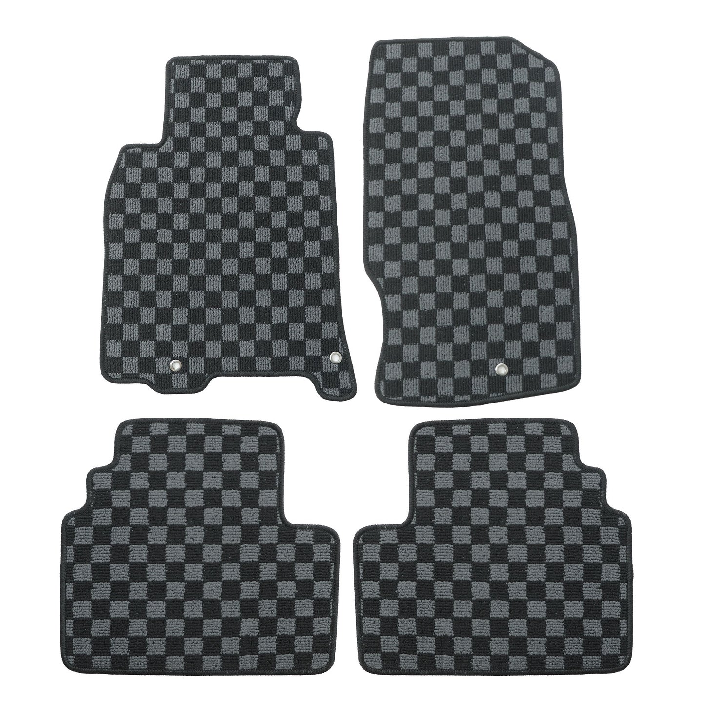 4Pcs For Infiniti G37 2008-2013 Front & Rear Checkered Flag Carpet Floor Mats