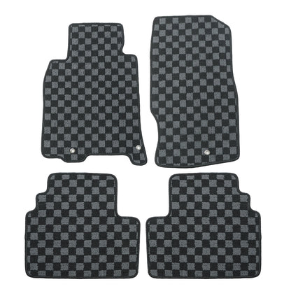 4Pcs For Infiniti G37 2008-2013 Front & Rear Checkered Flag Carpet Floor Mats
