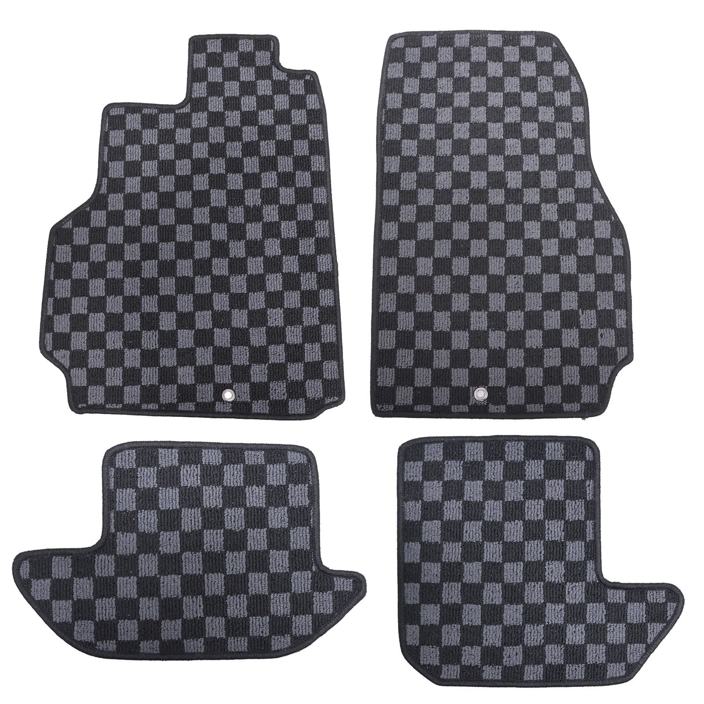 For 2009-2024 Nissan GT-R R35 Checkered Flag Carpet Floor Mats Front & 2nd Row