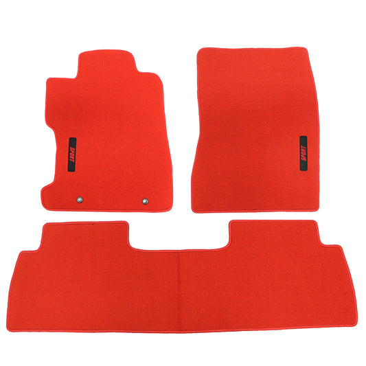New For 2006-2011 Honda Civic Front & Rear Velour Floor Mats Carpet Red 3PCS