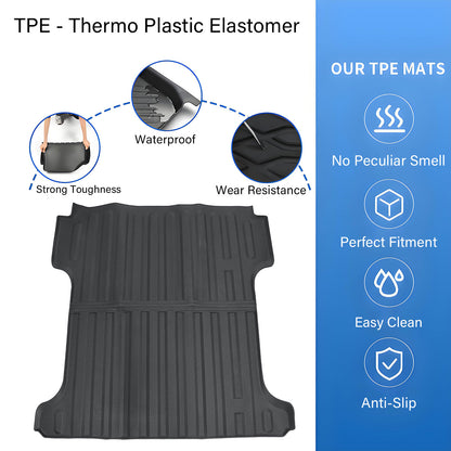 TPE Trunk Cargo Liner Floor Bed Mat 5.7Ft Black For 2019-2026 Ram 1500/1500 RHO