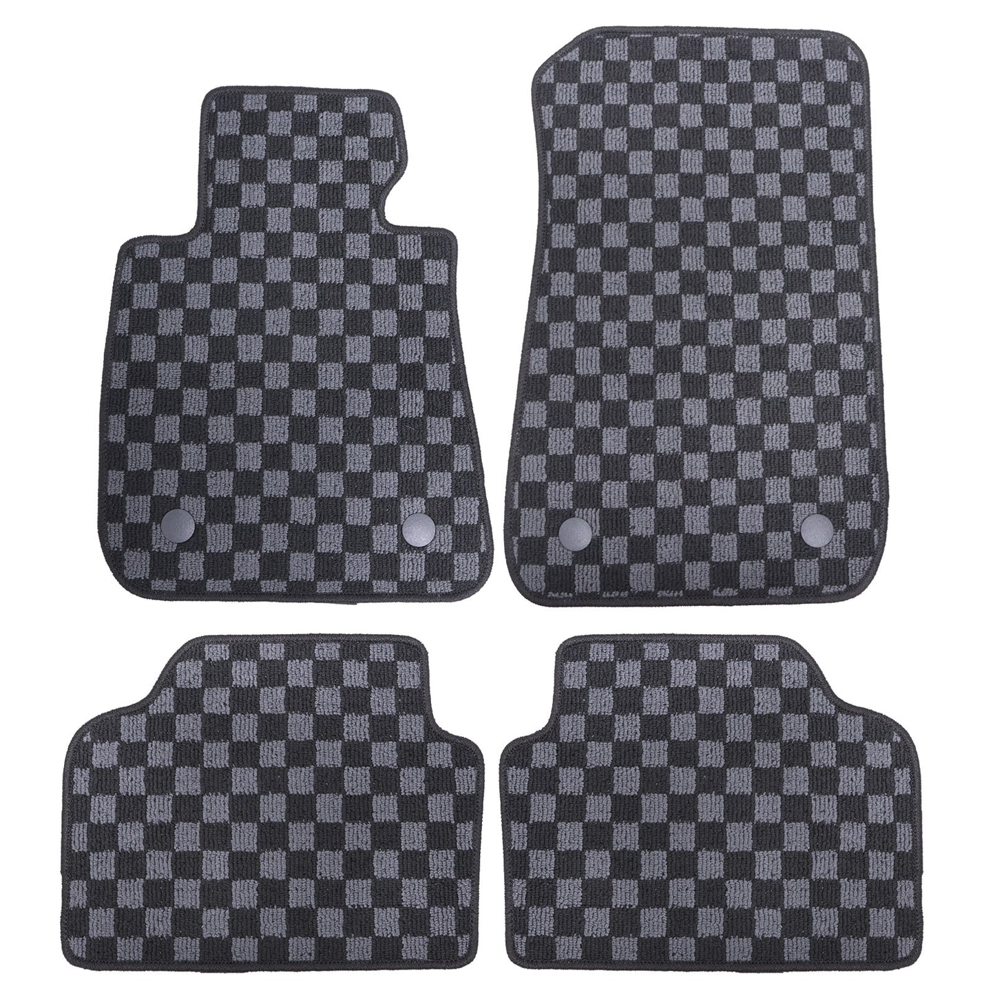 4x For BMW E90 3 Series 2006-2011 Front & Rear Checkered Flag Carpet Floor Mats