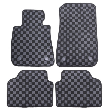 4x For BMW E90 3 Series 2006-2011 Front & Rear Checkered Flag Carpet Floor Mats