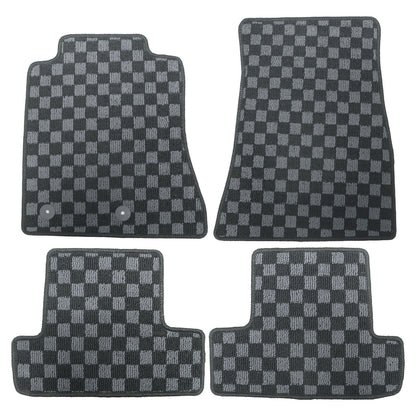 For Ford Mustang 2005-2014 Front & Rear Checkered Flag Carpet Floor Mats NEW